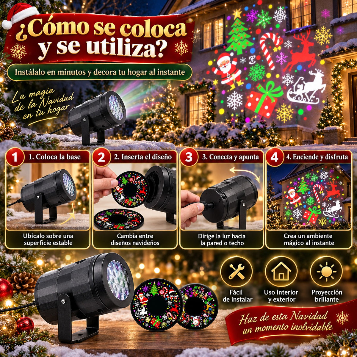 Proyector Navideno Led Con Diapositivas